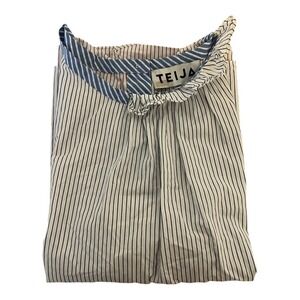 Teija Women's‎ Sleeveless Blouse White Pinstripe Top 14 London Striped Cotton